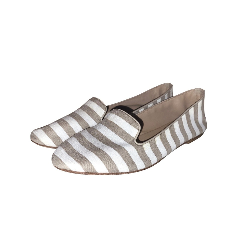 Barneys New York Vintage Y2K Beige Ivory Stripe Loafer Flats Women 37 / 6.5